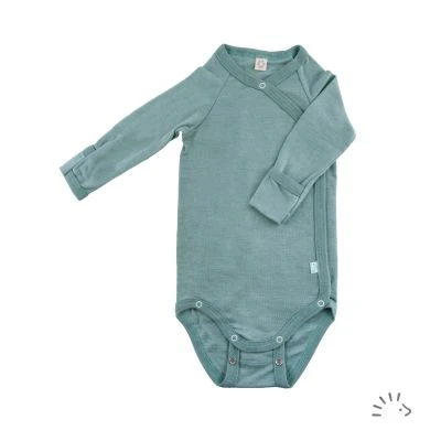 Long sleeve wrap bodysuit wool-silk 