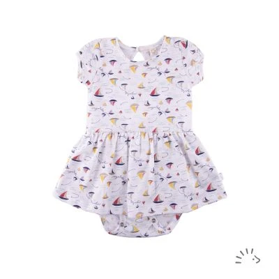 Short sleeve bodysuit with skirt