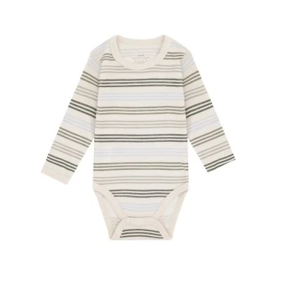 Long-sleeved bodysuit wool-bamboo striped