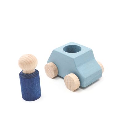Wooden car with blue figure 121312