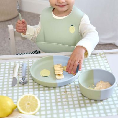Silicone Bowl Lemon blau grün