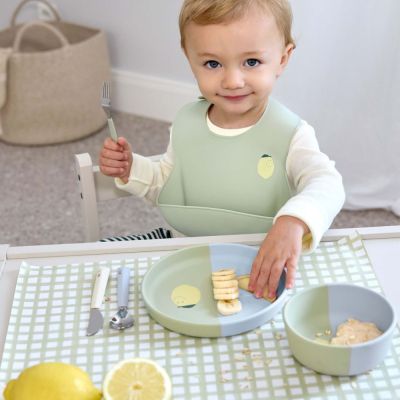 Silicone Plate Lemon blau-grün